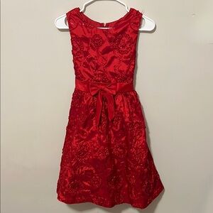 Elegant Red Floral Kids Dress